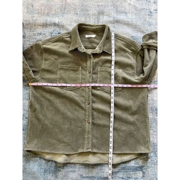 Mod Ref Olive Green Corduroy Button Front Shirt Jacket Shacket Women's XL - Picture 6 of 6